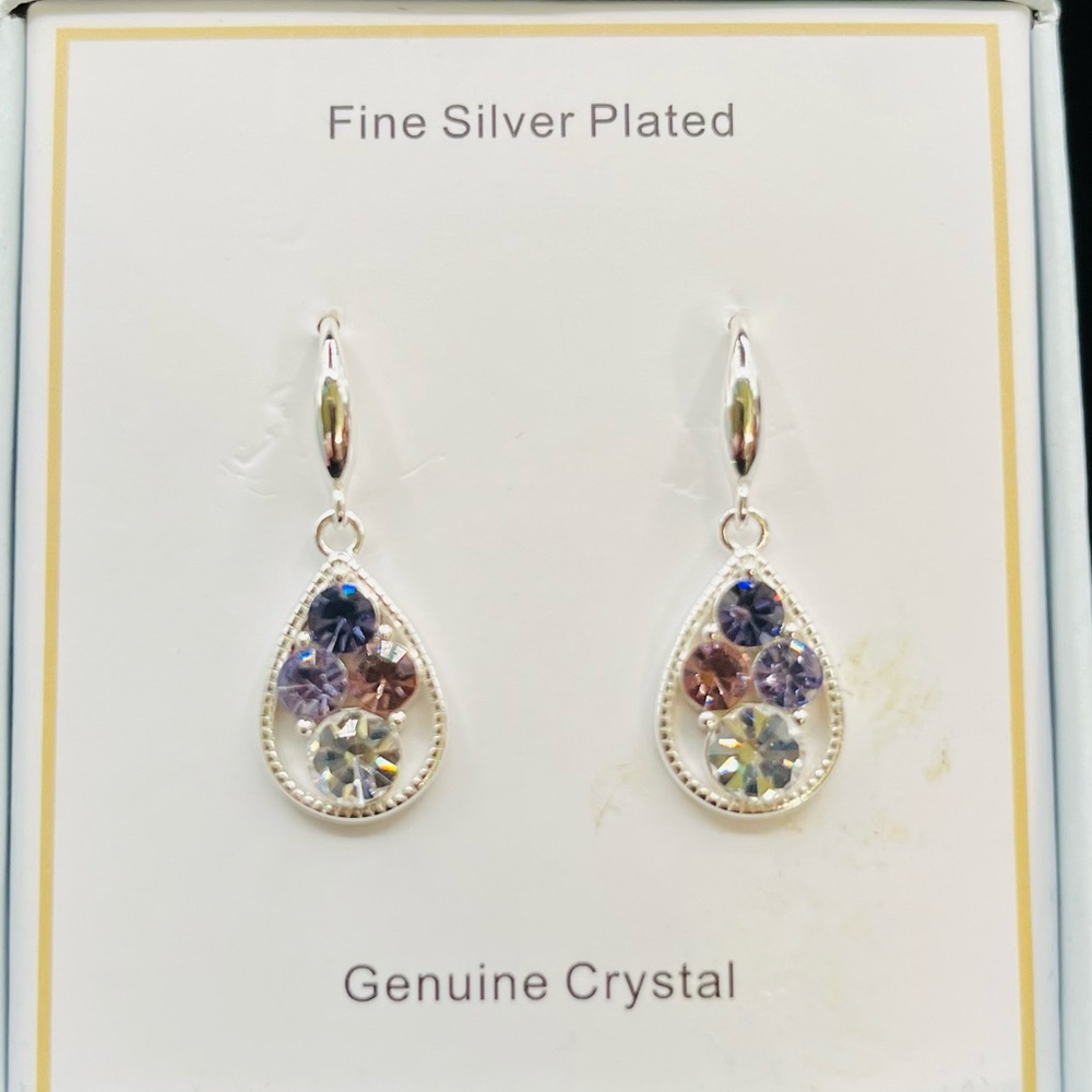 NWT City. By City Crystal Teardrop Earrings - Picture 2 of 2